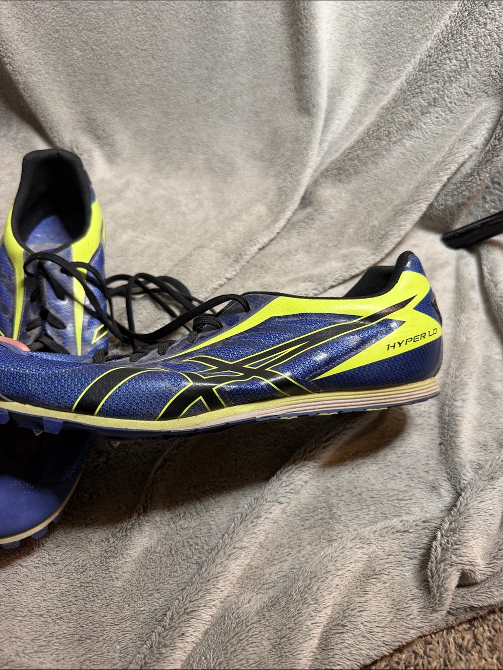 Asics Blue and Neon Yellow Men's Athletic Track Shoes